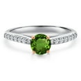 thumbnail image 3 of Gem Stone King 10K Two Tone Gold Green Chrome Diopside and Lab Grown Diamond Engagement Ring for Women | 0.68 Cttw | Round 5MM | Gemstone Birthstone | Size 6, 3 of 6