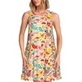 thumbnail image 1 of Fotbe Colorful Chicken Vestido de Verano sin Mangas para Mujer – Vestido Midi Línea A, Estilo Camiseta Floral, Vestido Playero Casual y Fluido, 1 of 7