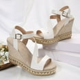 thumbnail image 7 of hopeusnice Women's Wedge Sandals Ankle Strap Buckle Summer Shoes Open Toe Breathable Comfortable Wedge Heel Beach Sandals White 38, 7 of 7