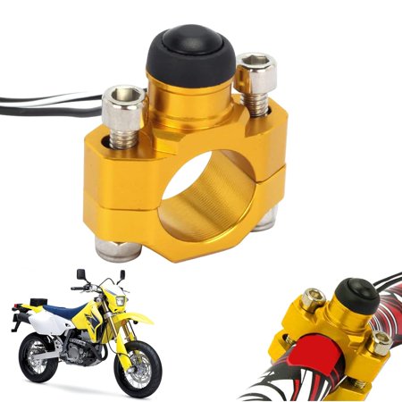CNC Dirt Bike Engine Stop Start Kill Switch Button CNC with Mounting Backplate Universal for DR DRZ RM RMZ 125 250 450 650 - Yellow