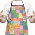 thumbnail image 2 of Pioneer Flower Floral Print Pattern Cotton Linen Apron with Pockets, Waterproof Adjustable, 33x27 Inch for Kitchen, Gardening, BBQ, Salon, 2 of 6