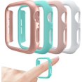 thumbnail image 1 of 4 Pack Compatible for Apple Watch Case 40mm [NO Screen Protector] Series 6 5 4 SE, Hard PC Bumper Case Protective Cover Frame Compatible for iWatch 40mm, Rose Gold/White/Pink/Mint Green, 1 of 5