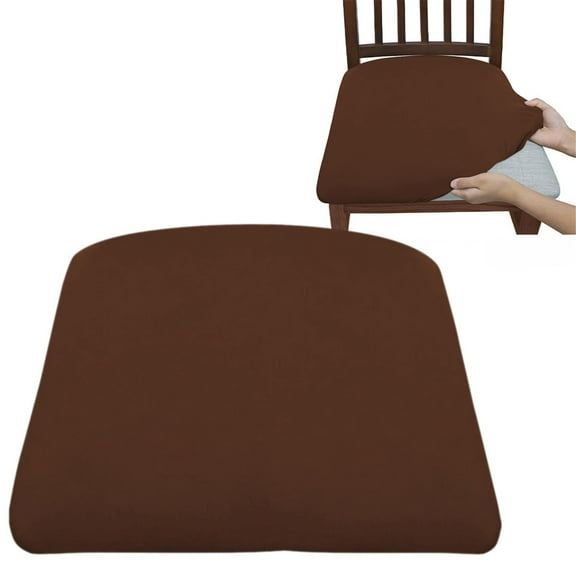 Stretch Chair Seat Covers,Removable Washable Dining Chair Covers Anti - Dust Dining Room Seat Cushion Slipcovers,Reddish Brown