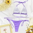 thumbnail image 4 of UTSJKR Women Sports Two Piece Swimsuit Athletic Crop top Bathing Suits High Cut Thong Ribbed Padded Bikini Set Tankini Tops Purple M, 4 of 4