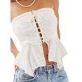 thumbnail image 6 of KelaJuan Women Tube Top, Strapless Backless Tie-up Irregular Hem Solid Summer Vest for Club Party, 6 of 6