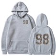 thumbnail image 2 of HAYIMI Women Leopard Number 98 Print Sweatshirt Oversized Hoodie Loose Long Sleeve Pullover with Drawstring Pocket Vintage Graphic Hooded Tops for Fall Winter Daily Walking, 2 of 4