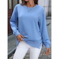 thumbnail image 6 of Female Oversized Sweatshirts Long Sleeve Hoodies Shirts Fall Side Slit Pullover Top Teen Outfits Blue L, 6 of 10