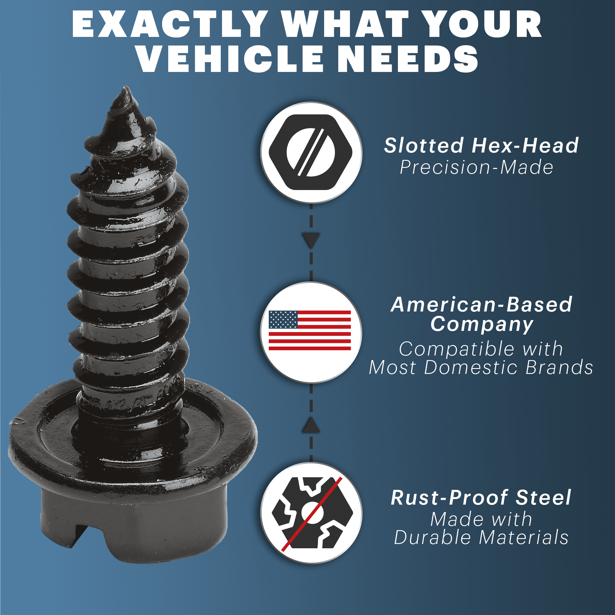 OttoSpeed Rustproof License Plate Screws, Black Stainless Steel, 4-Pack