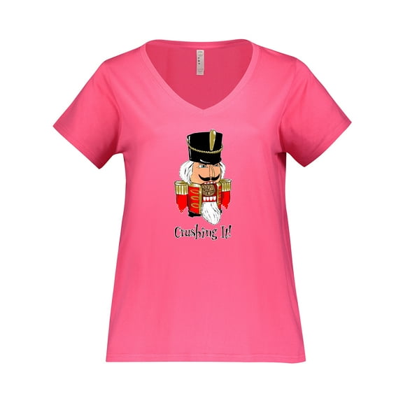 Inktastic Crushing It! Nutcracker Women's Plus Size V-Neck T-Shirt