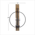 thumbnail image 3 of DecMode Brown Wood Geometric Pillar Wall Sconce with Wood Back Mount, 3 of 9