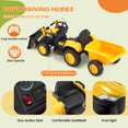 thumbnail image 6 of Erommy Ride on Bulldozer Toys with Remote Control, 12 V Battery Powered Ride on Tractor with Trailer, Front Loader Bucket, Horn, Lights, Music Player, Safety Belt,Yellow, 6 of 11
