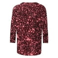 thumbnail image 4 of Roncen Sequin Top for Women, Sparkling Three-Quarter Sleeve Pullover with Crew Neck, Casual Glam Shirt, 4 of 5