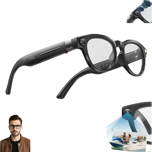 Cyanvue Ai Smart Glasses, 2026 Upgrade 8mp Camera Glasses with Music & Call Features, Bluetooth, AI Translator, Automatic photochromic Lenses, Anti-Shake, Everyday Wear