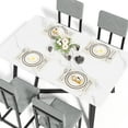 thumbnail image 6 of UHOMEPRO Dining Table Set for 4, 5 Piece Dining Room Table Set with Faux Marble Tabletop and 4 Linen Fabric Upholstered Chairs, Modern Kitchen Table Set Dining Set for Dining Room, White+Gray, 6 of 8