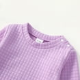 thumbnail image 5 of Kucnuzki 3T Toddler Baby Girl Winter Outfits Pants Sets 4T Long Sleeve Solid Color Waffle Pull-Over Elastic Denim Pants 2PCS Set Purple, 5 of 9
