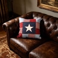 thumbnail image 4 of ZhangC 4th Of July Patriotic Star Square Throw Pillow, 20"x20" Red White Blue Flag Patchwork Decorative Pillow, Independence Day Decor for Sofa and Room, 4 of 9