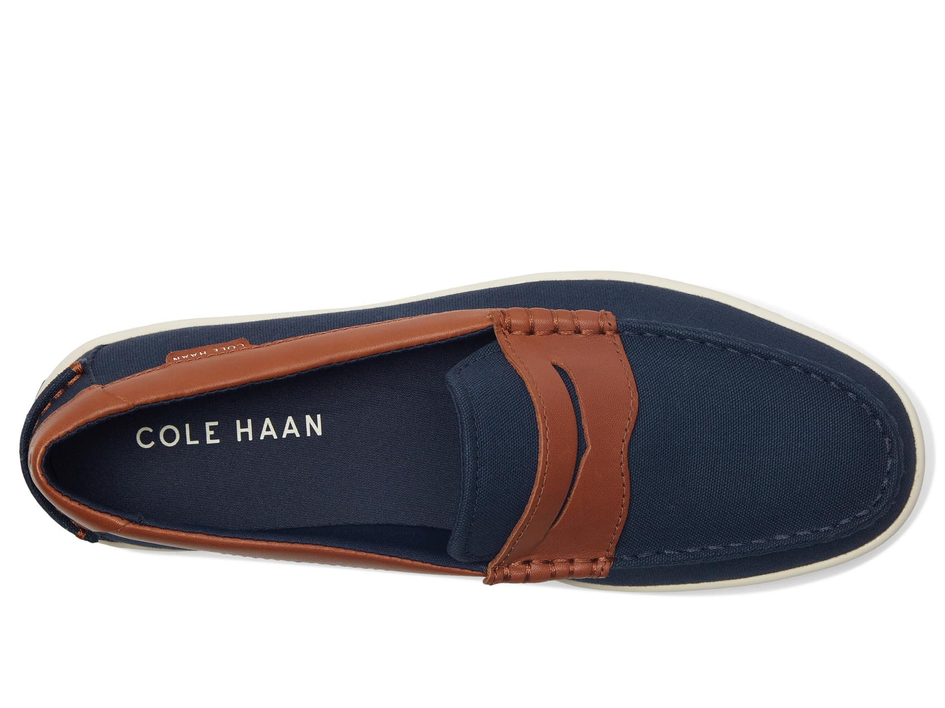 Cole Haan Nantucket Loafer II Mens 12 Blazer Blue Chestnut Canvas Penny Loafers Amazon.com | Cole Haan Men main image 2