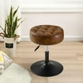 thumbnail image 4 of YSNW Round Leather Vanity Cute Ottoman Stool Seat, Modern Makeup Accent Stool for Bedroom Living Room Bathroom(Pu-yellow Brown), 4 of 17