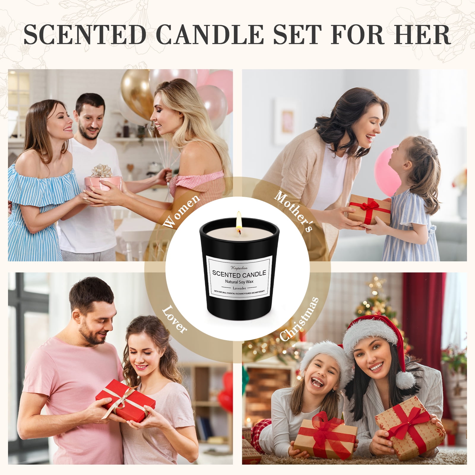 Giphtpoeet Scented Candles 12 Gift Sets for Women Natural Soy Wax Christmas Birthday Gift Candles Burning Time for 240h