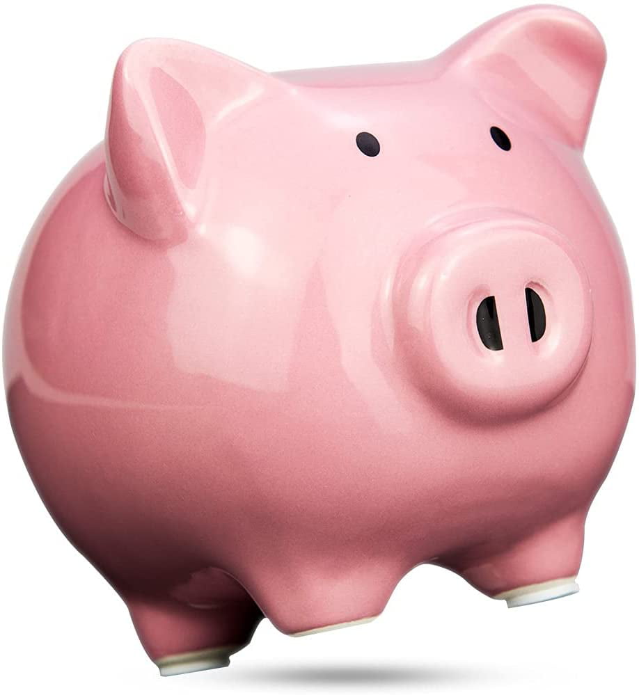 Small Ceramic Pink Classic Piggy Bank Money Pennies Saving Kids Gift Idea New 