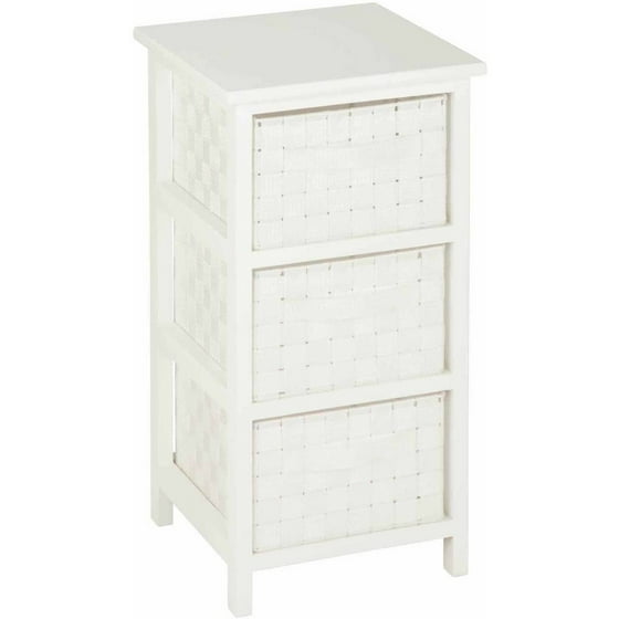 Honey Can Do Storage Chest with 3 Wicker Drawers, White