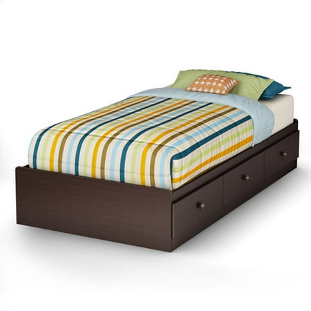 - South Shore Zach Twin Storage Bed (39'') with 3 Drawers, Chocolate
