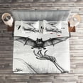 thumbnail image 2 of Ambesonne Halloween Quilted Coverlet 3 Pcs, Skull Zombie, Queen Size, Black White, 2 of 2