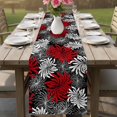 thumbnail image 4 of Red Black Flowers Table Runner 72 Inches, Abstract Botanical Floral Textured Plant Bed Runner Dresser Scarves Tabletop for Indoor Outdoor Parties/Ceremony/Banquet, 16" x 72", 4 of 9