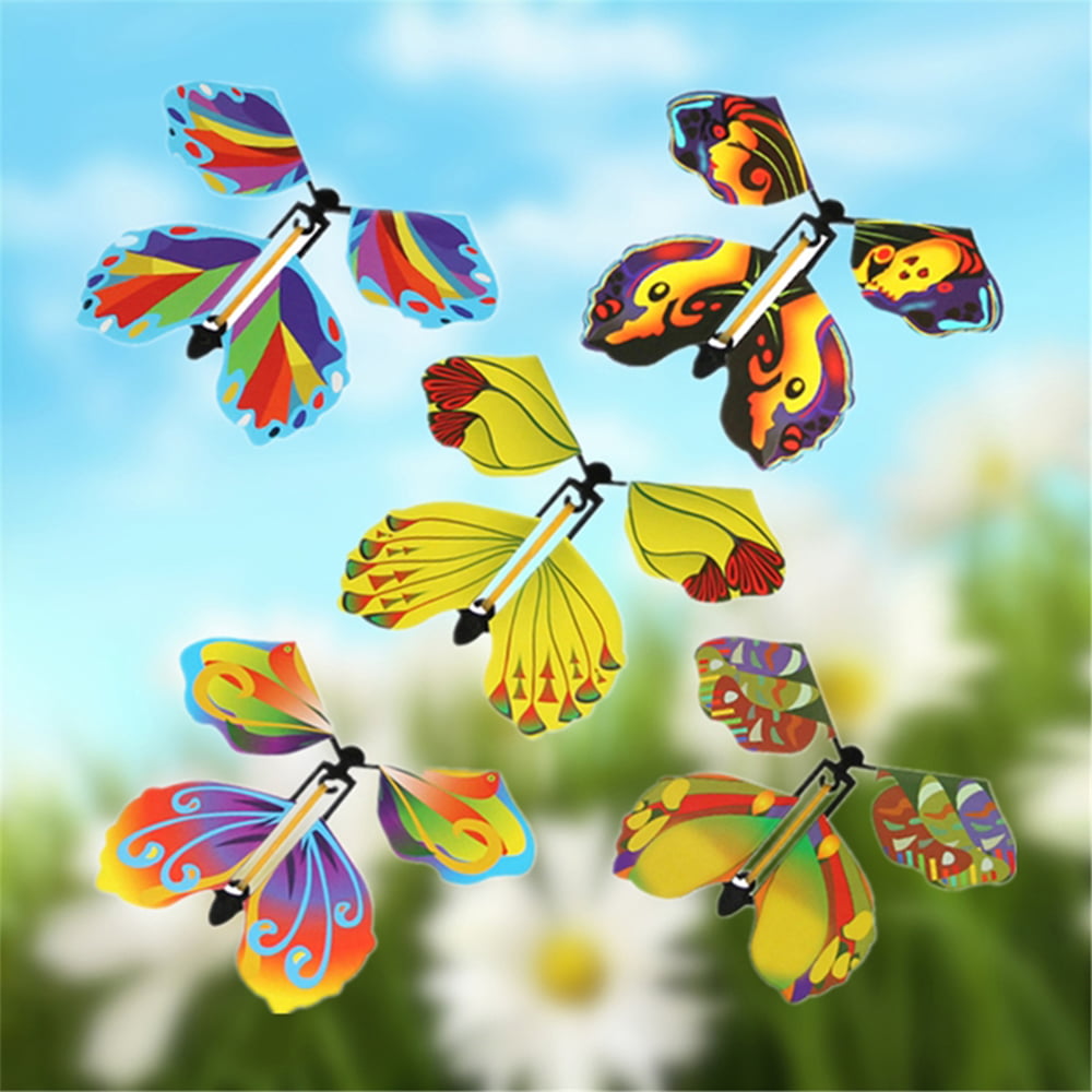 10 Pcs Magic Flying Butterfly Wind Up Toys for Card,Rubber Band Powered Flying Butterflies Toy,Cute Great Surprise Gift for Children