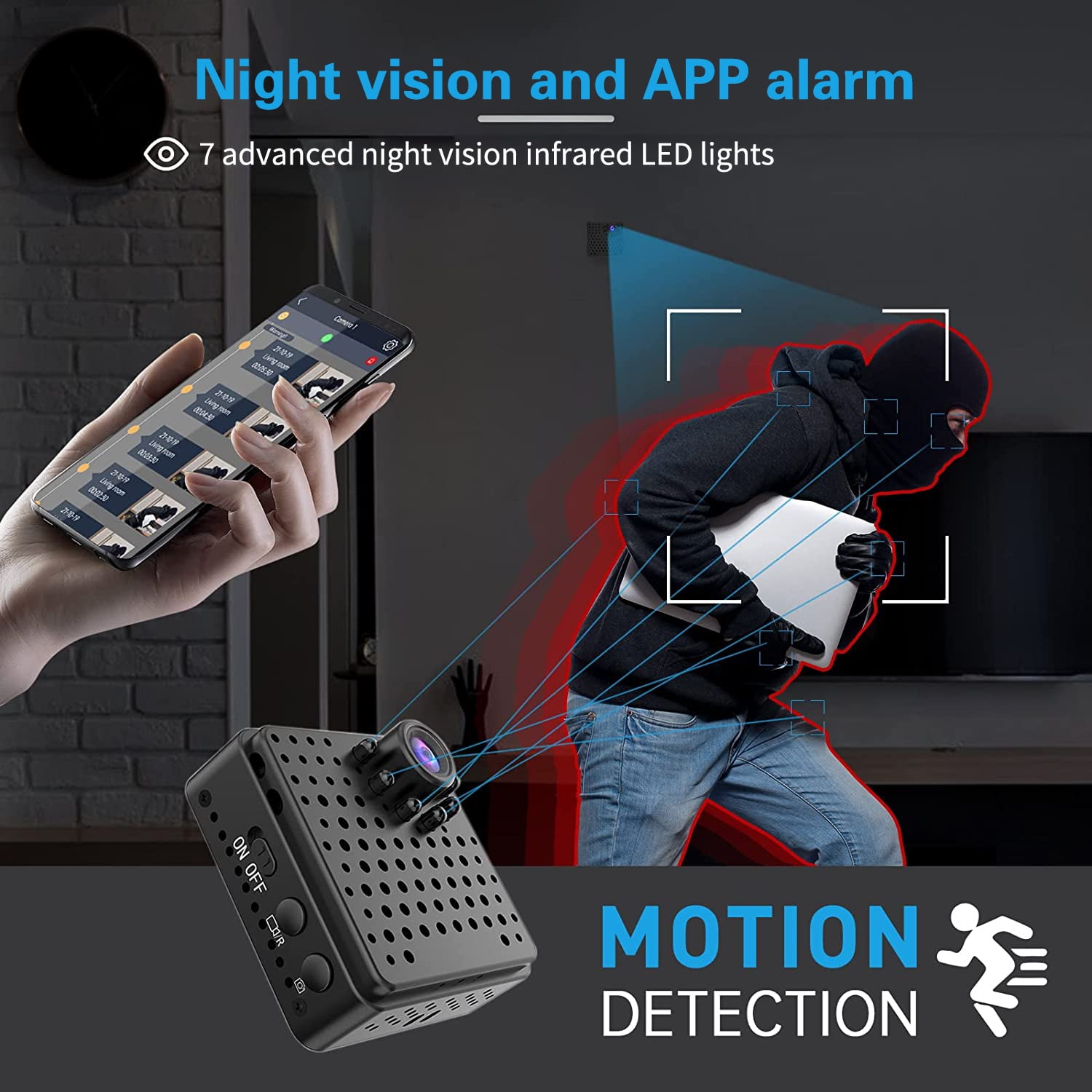 Mini Camera, 4K HD Wireless Small Cameras with Night Vision & Motion Detection, APP Control Nanny Cam for Home, Office, Baby, Pet Monitoring, 2.4GHz WiFi