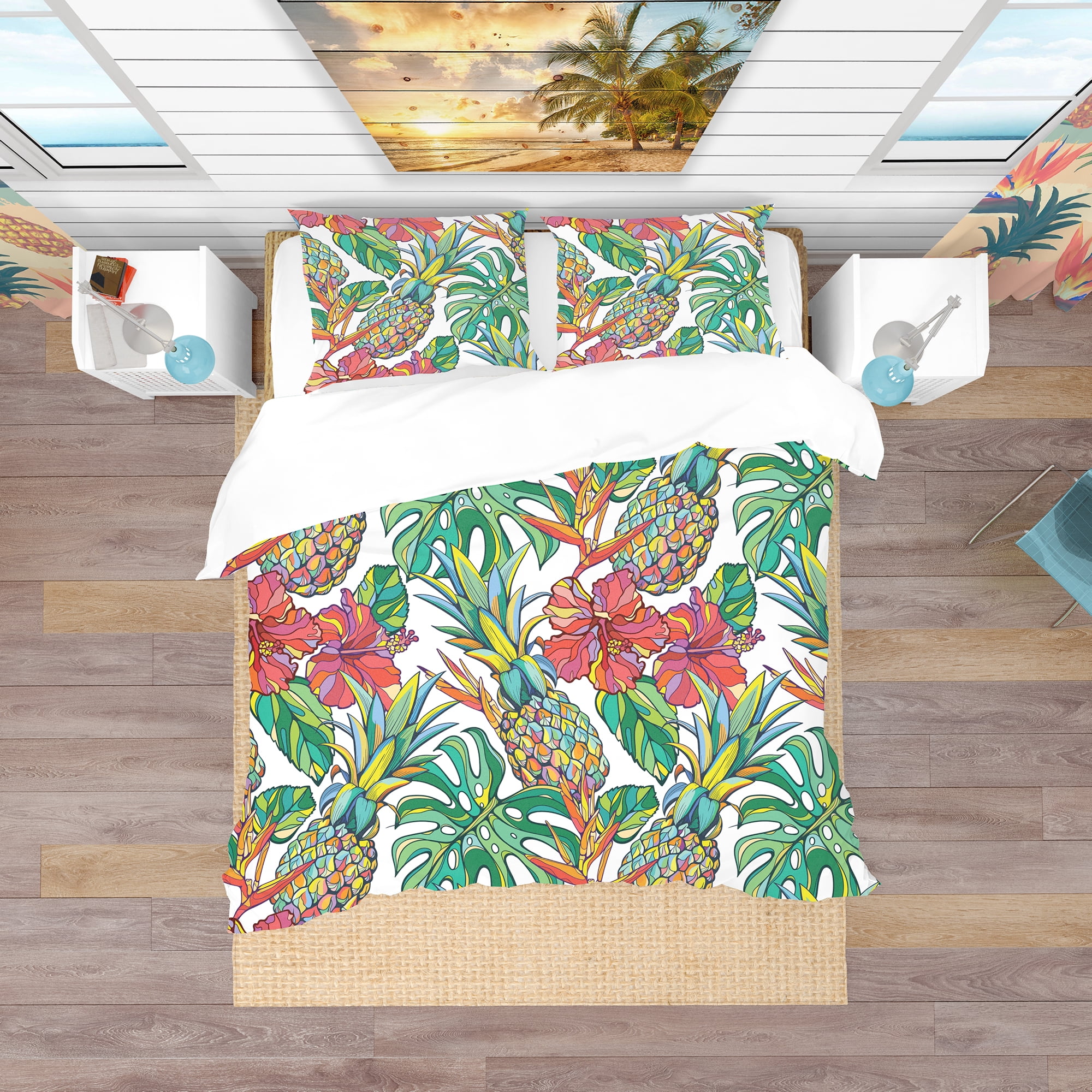 Designart 'Colorful Tropical Pattern' Tropical Duvet Cover Set