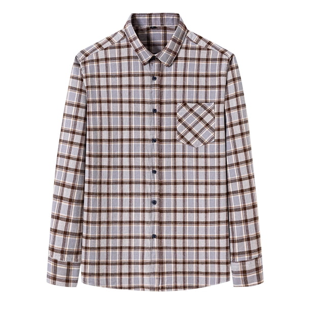 Camisas De Vestir Para Hombre Manga Larga Camisa de manga larga para hombre Camisa de moda para hombre de talla grande informal a cuadros de lana de algodón (Dark Gray, 3XL-46)