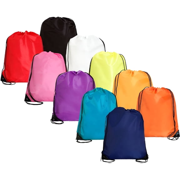 AOMRCOL Drawstring Backpacks - Pack of 10 - Variety | Sports Cinch Sack String Backpack | for School, Gym, Storage and Travel | Large 15" X 18.5" Size