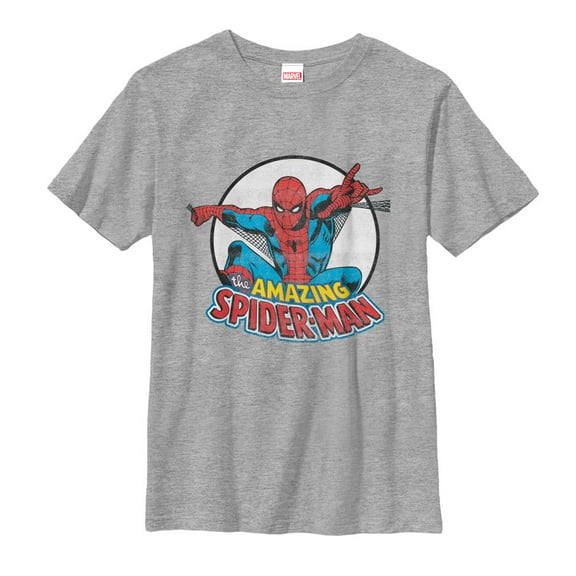 Boy's Marvel Spider-Man Classic Web Swing Graphic Tee Athletic Heather Large