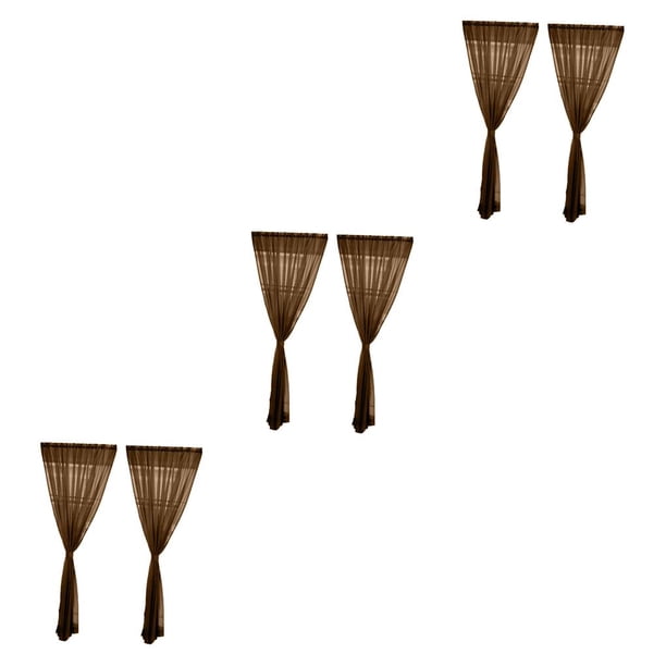 Bewildely Cortina de cocina de 2 paneles, puerta transparente, ventana, gasa, café, 200 x 270 cm Type1