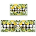 thumbnail image 2 of Summer Lemon Kitchen Mats 2 Piece, Lemon Green Leaves Flower Welcome Kitchen Rugs Set Buffalo Plaid Check Inside Floor Mat for Kitchen/Office/Entryway, 21.5" x 23.6"+21.5" x 47.2", 2 of 6