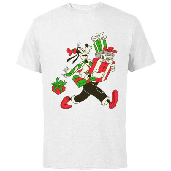 Disney Vintage Goofy Holiday Presents - Short Sleeve Cotton T-Shirt for Adults -Customized-White