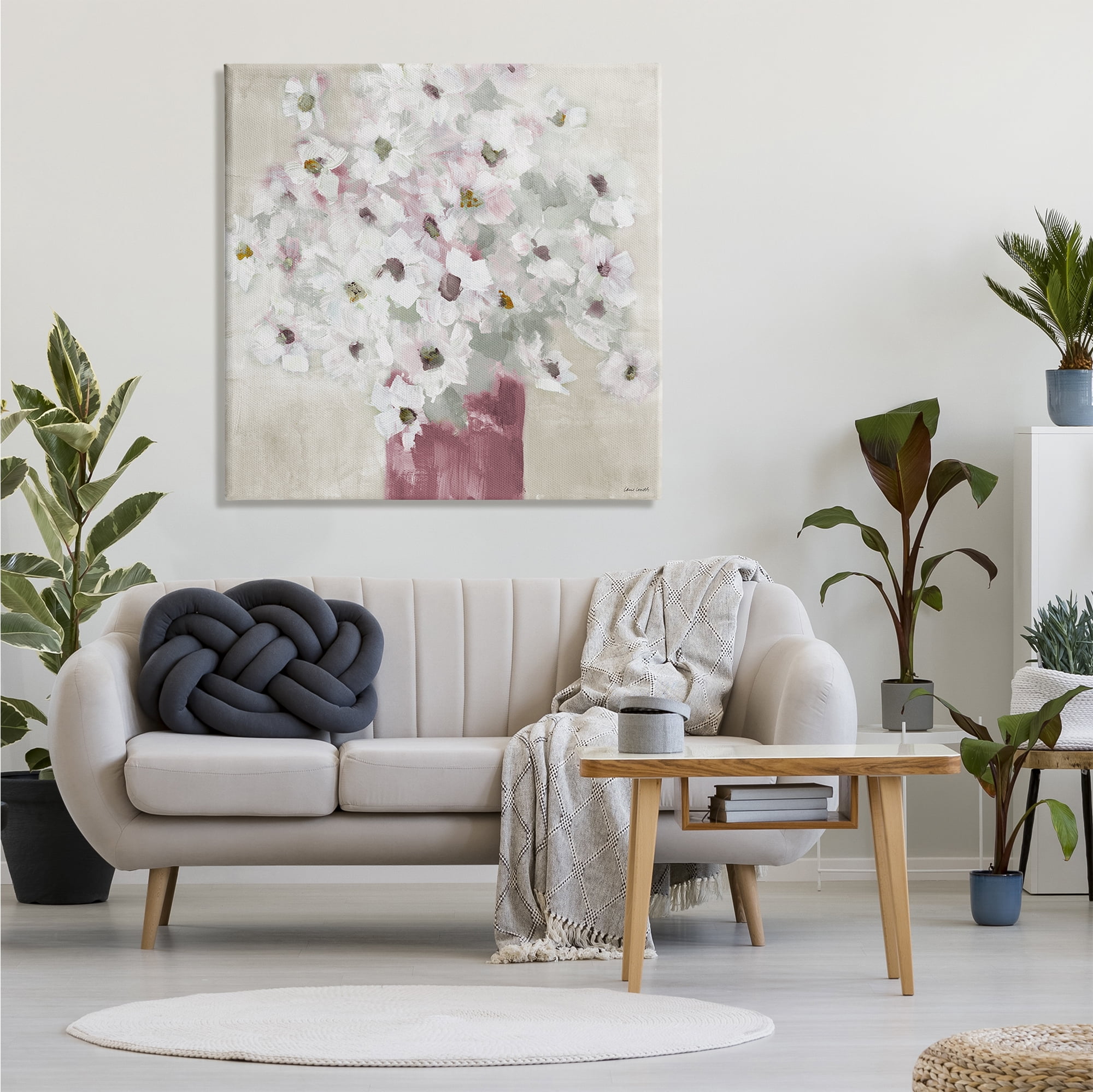Stupell Industries Abstract White Daisy Bouquet Contemporary Flowers Red Vase, 36 x 36, Design by Lanie Loreth