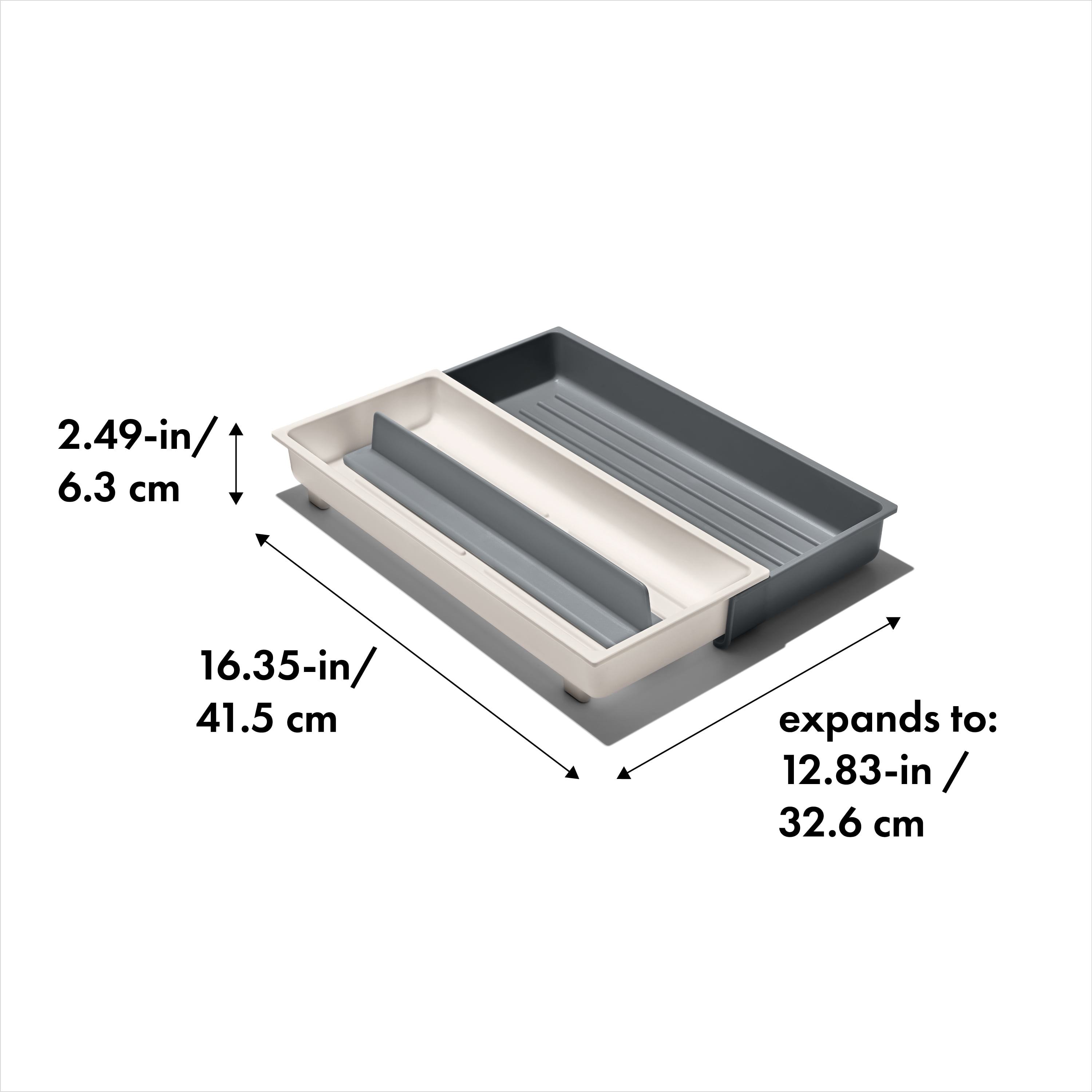 (2 pack) OXO Expandable Long Tool Drawer Organizer, Gray