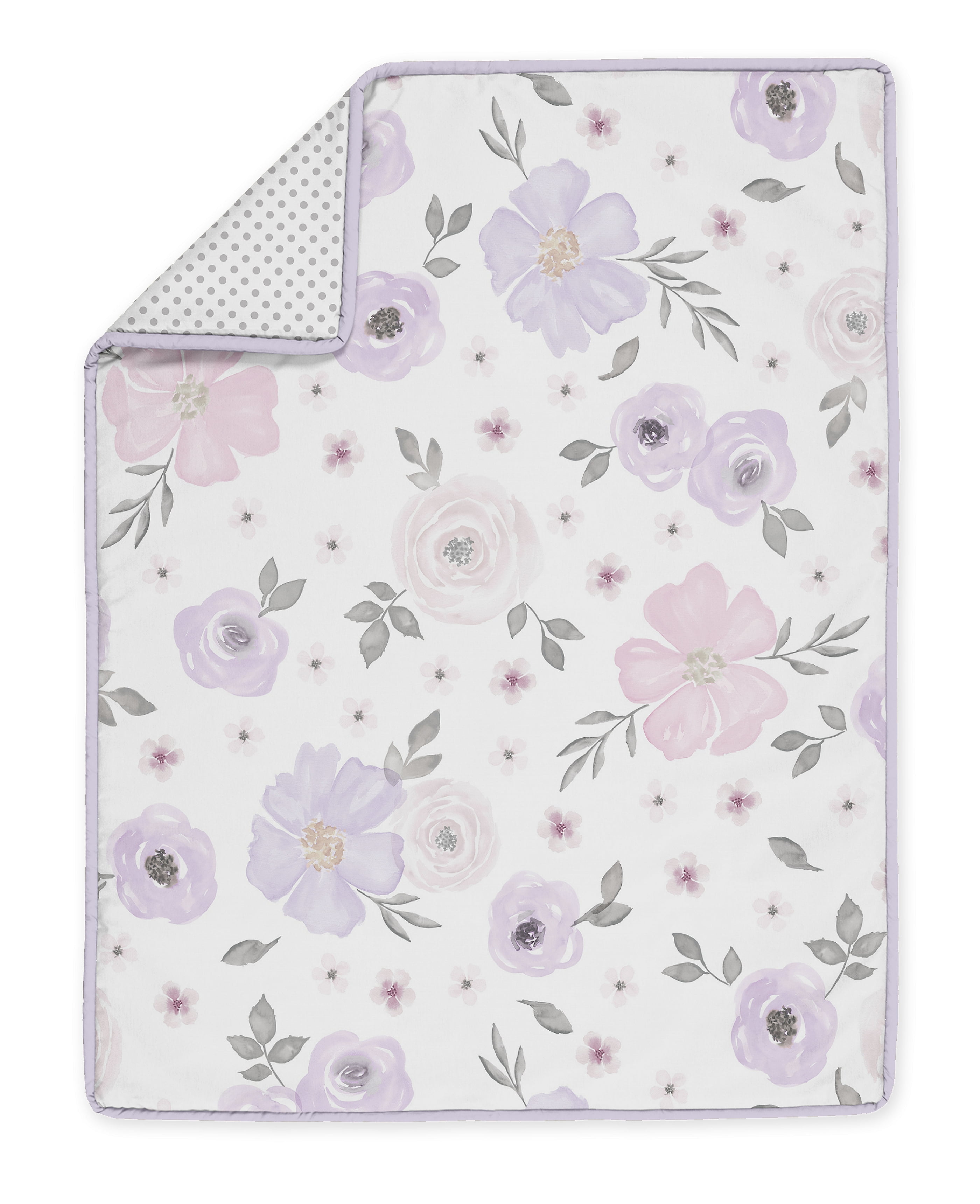 Botanical Baby Watercolor Floral Pink Sherpa Fleece Baby Blanket