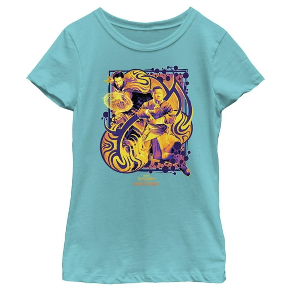 Girl's Marvel Doctor Strange in the Multiverse of Madness Magic Swirl  Graphic Tee Tahiti Blue Medium