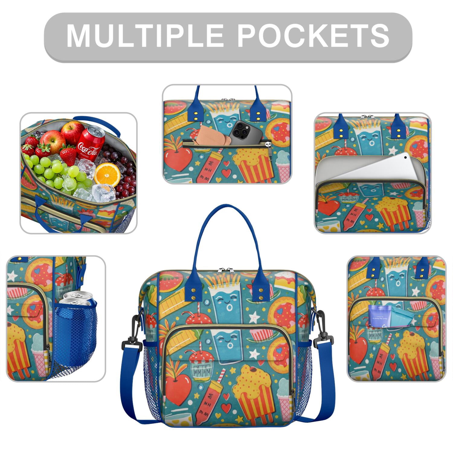 French Frie Roomy Insulated Lunch Bags Large Lunch Box for Office Employees Stylish & Functional Large Tote Adult Lunch Box for Short Getaways
