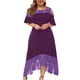 thumbnail image 1 of Vestido de jersey suelto de manga corta de encaje sexy con cuello redondo de talla grande de color sólido informal a la moda para mujer Fridja  qw2700, 1 of 8