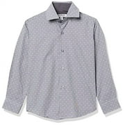 Isaac Mizrahi Boys Long Sleeve Dotted Button Down Shirt, Gray, 7