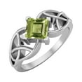 thumbnail image 2 of Mooneye 5mm Square Shape Peridot 925 Silver Gold Vermeil Celtic Women Engagement Ring, 2 of 7