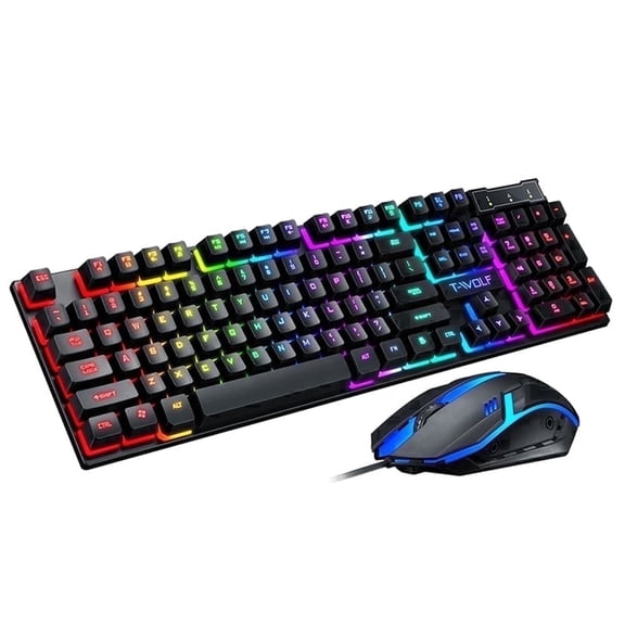 T-WOLF TF200  Wired Gaming Keyboard & Mouse Combo, Rainbow Backlight, Black
