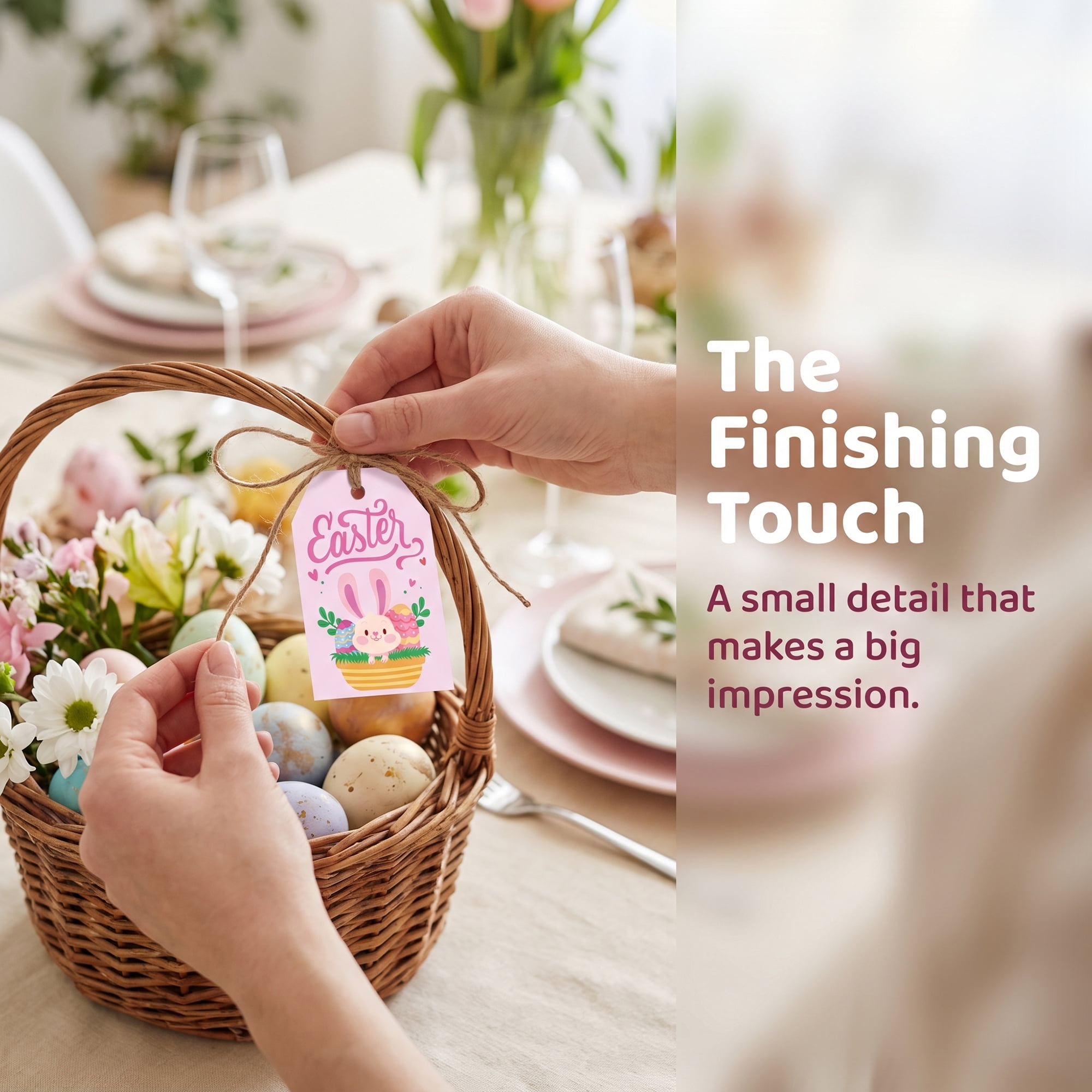 Unique Bargains 100Pcs Easter Gift Tags with Twine for Wrapping Rabbit Pattern 2" x 3.1"