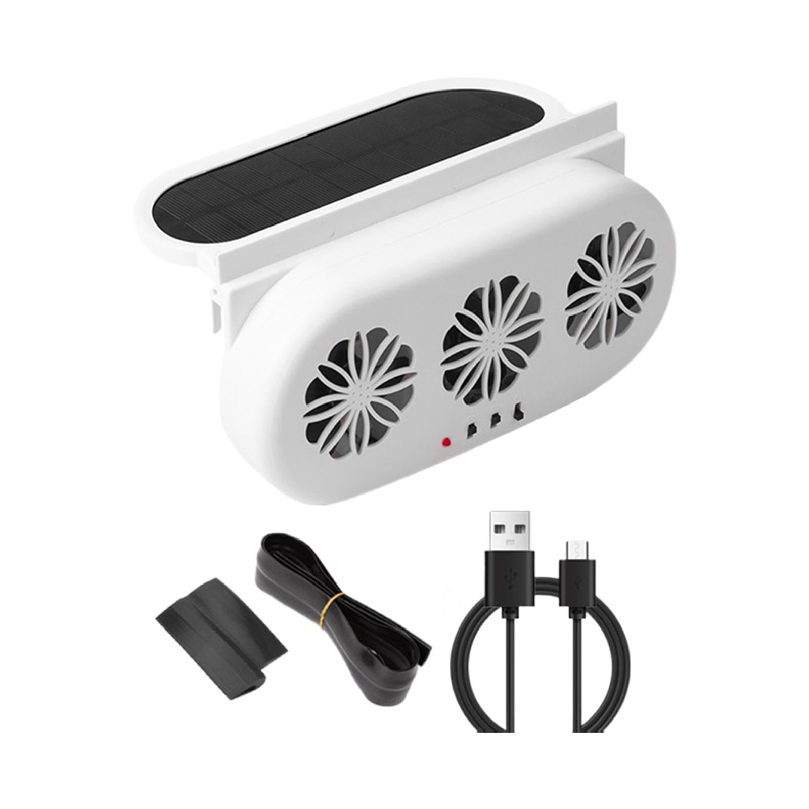 Baoblaze Car Solar Powered Window Exhaust Fan Portable Fan Vehicle Cooling Fan White