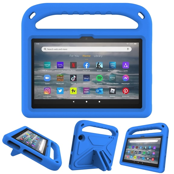 TECH CIRCLE Case for All-new Fire 7 Tablet (7" Display, 12th Generation, 2022 Release Model) - Built-in Stand Shockproof Sturdy Durable Case Portable Handle Cover for Kids (Blue)