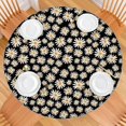 thumbnail image 2 of Black Daisy Flower Pattern Round Fitted Tablecloth with Elastic Edge,Dining Table Cover Waterproof,Outdoor Round Tablecloth for Camping,Dining,Indoor and Outdoor, 2 of 7